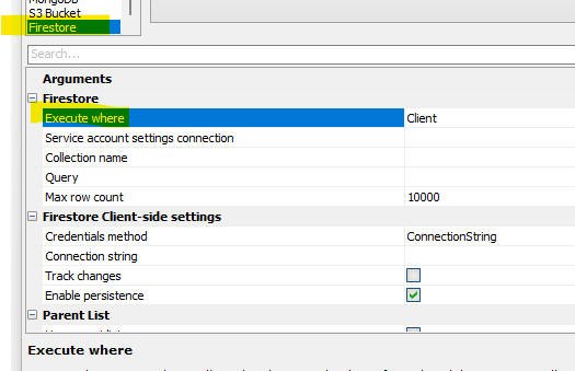 List control configured to use Firestore as a data source.